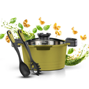 Food Appeal Black Marble Pasta Pot 24cm with Two Spoons | Green.webp
