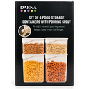 DARNA Set of 4 Airtight Food Storage Containers with Pouring Spout