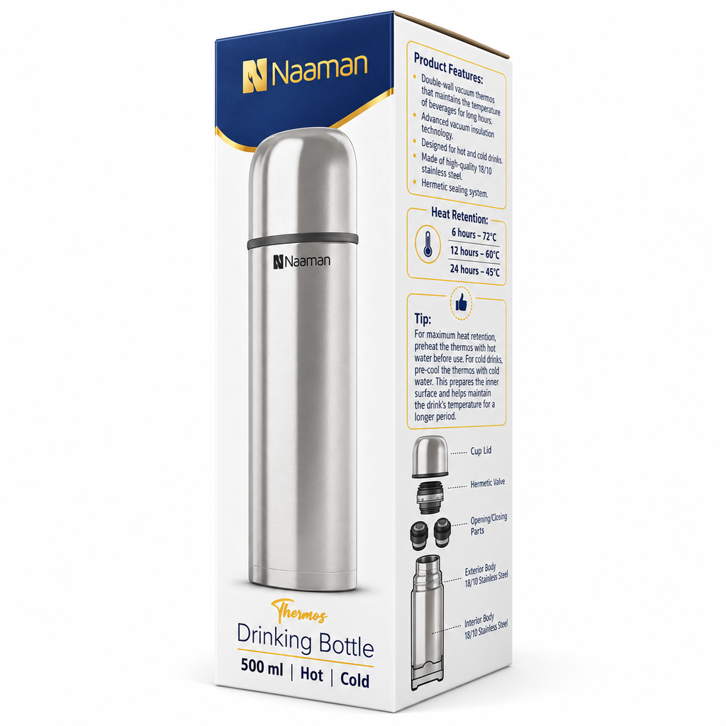 Naaman Thermos Stainless Steel Drinking Bottle – 500 ml