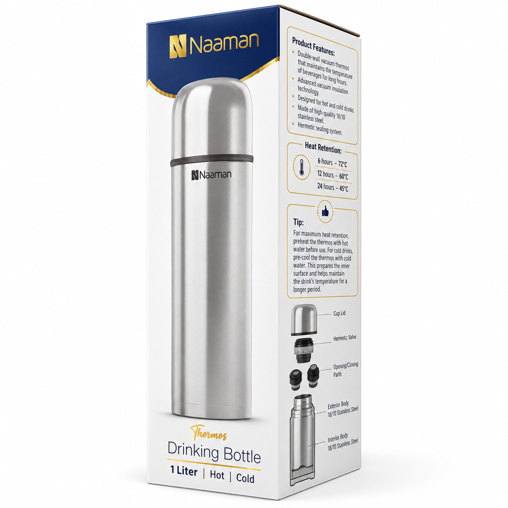 Naaman Thermos Stainless Steel Drinking Bottle – 1 L