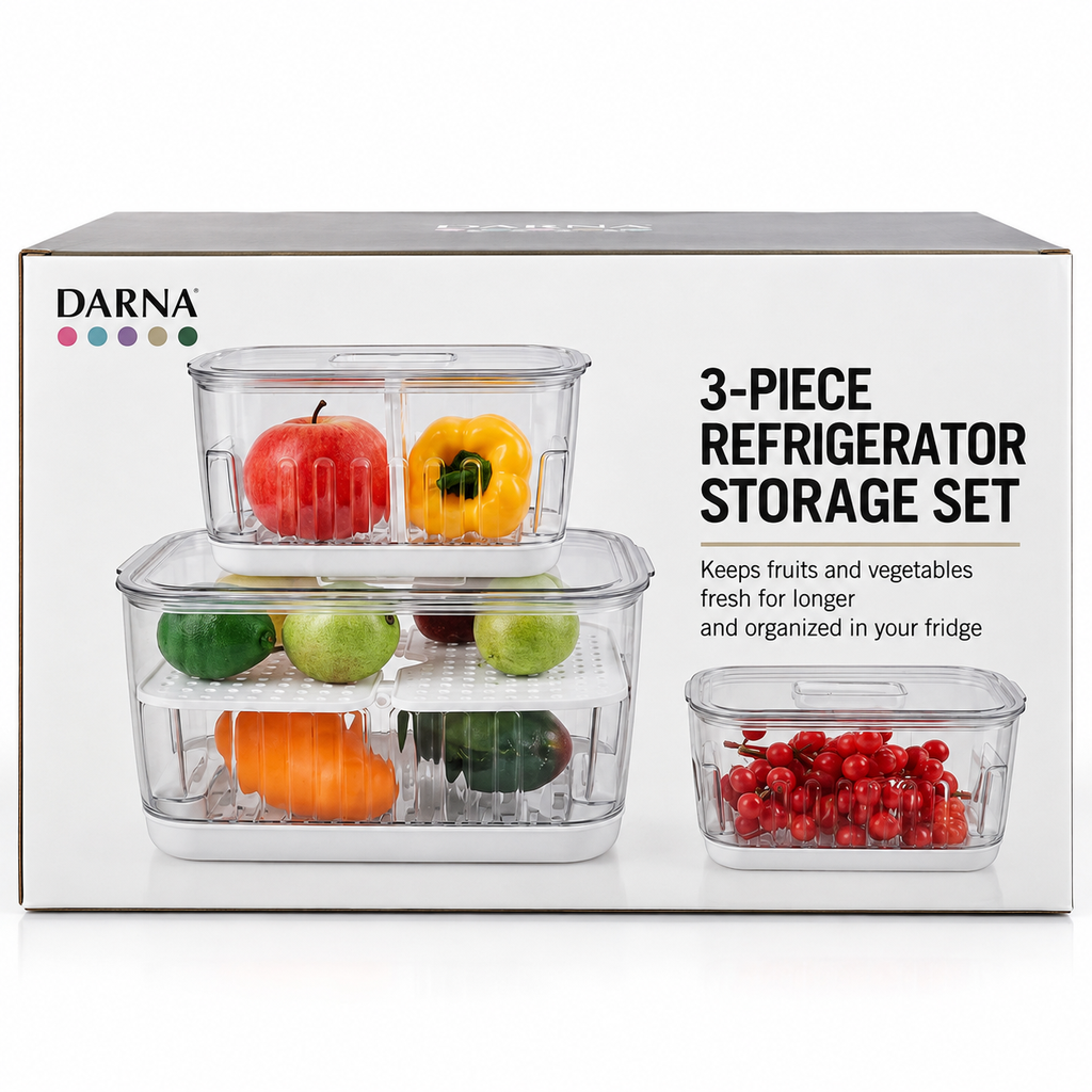 DARNA 3-Piece Refrigerator Storage Container Set