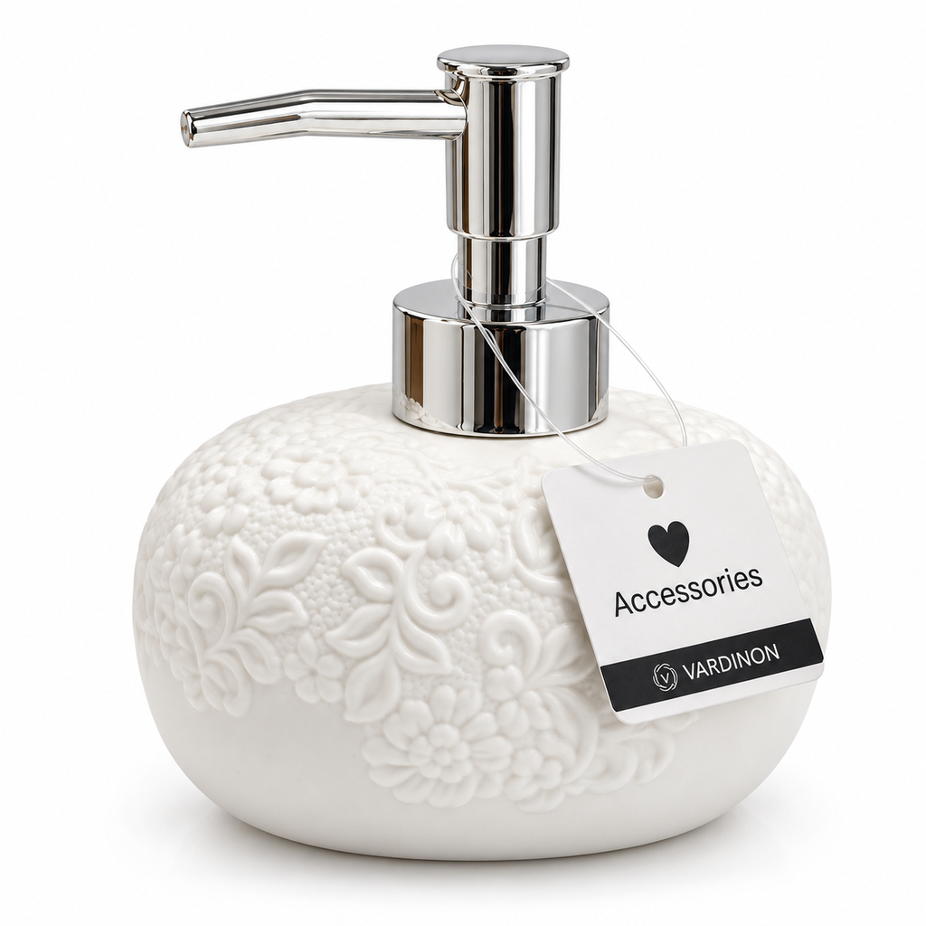 Vardinon Accessories White Ceramic Soap Dispenser - 8.5 x 11 x 13.5 cm