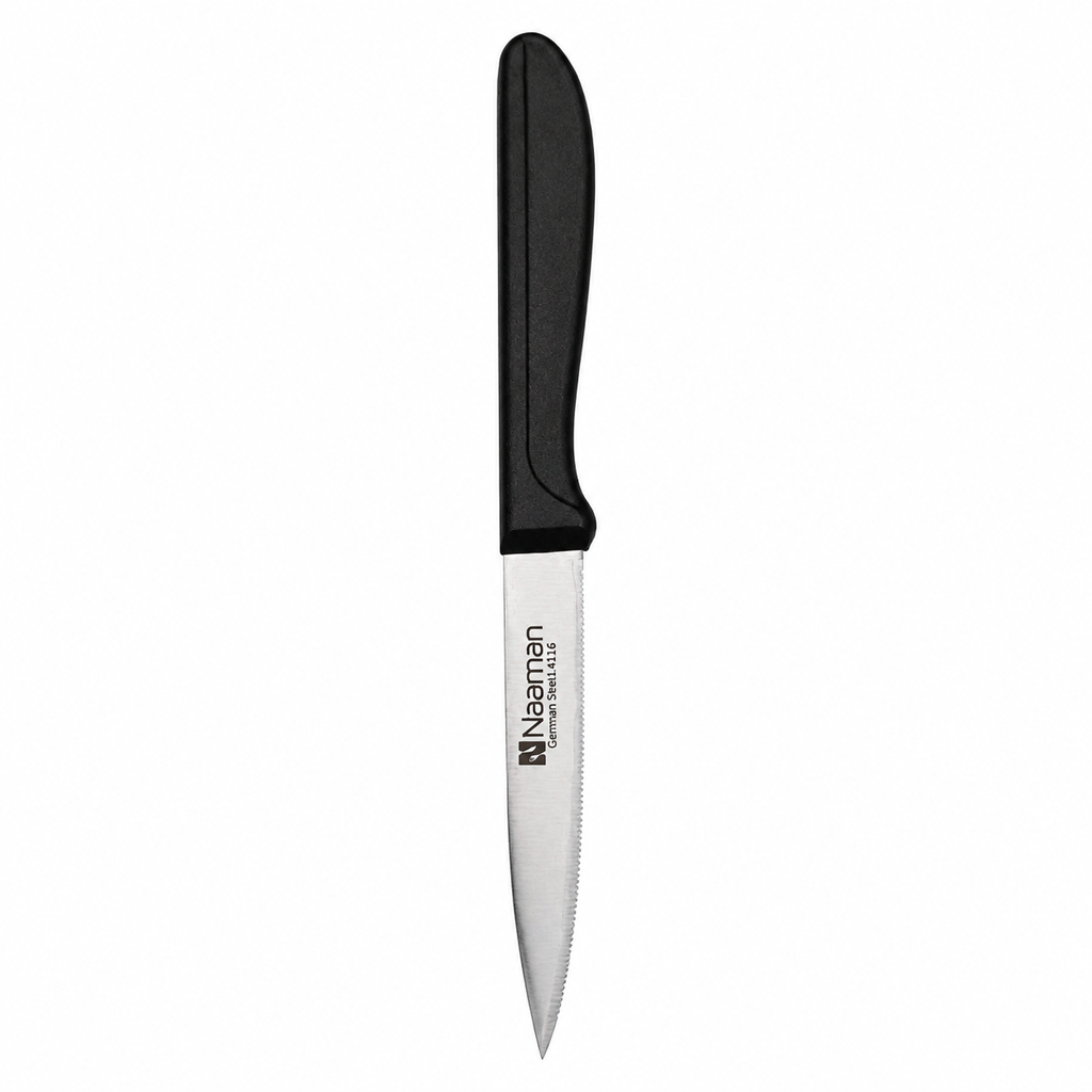 Naaman German Steel Serrated Kitchen Knife – Black
