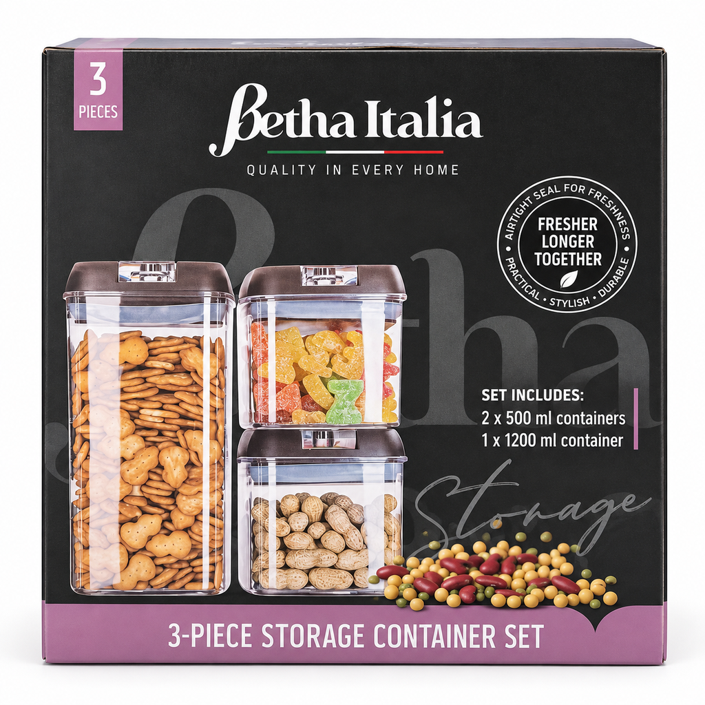 Betha Italia 3-Piece Airtight Storage Container Set