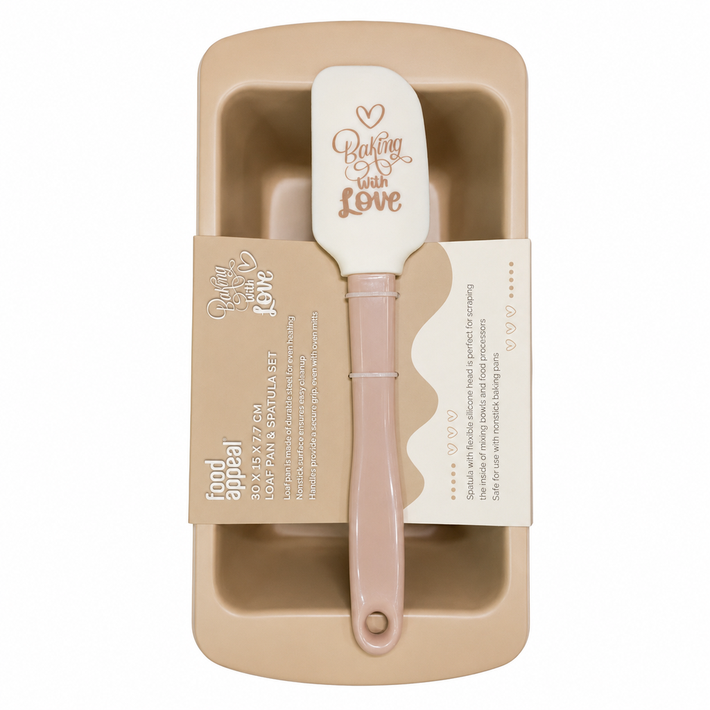 Food Appeal Baking With Love Loaf Pan & Spatula Set - 30x15x7.7 cm (Mocha)