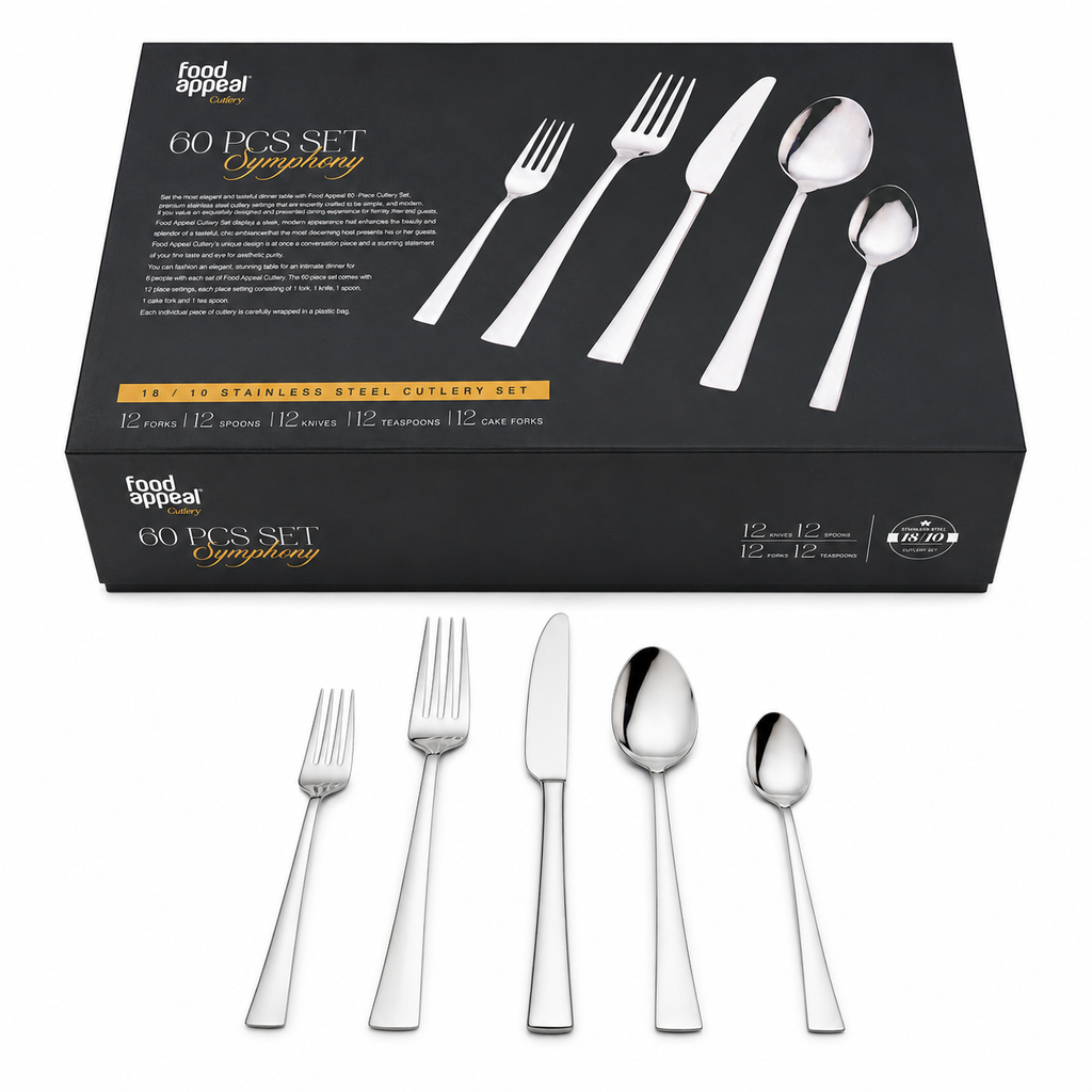Food Appeal Symphony 60-Piece Cutlery Set – 18/10 Stainless Steel