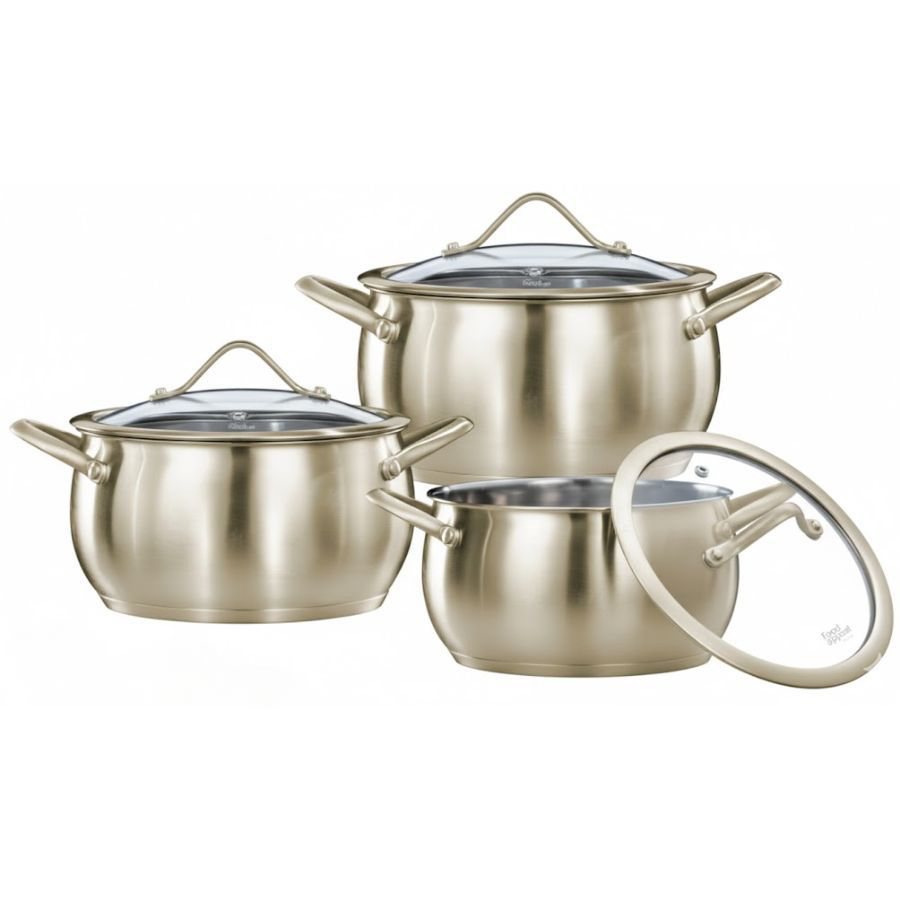 [neww] Food Appeal BELLA Stainless Steel Cookware Set – 6 Pieces | 18/22/26