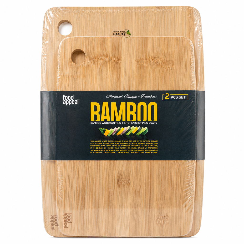 Food Appeal Bamboo Cutting Board – 2-Piece Set