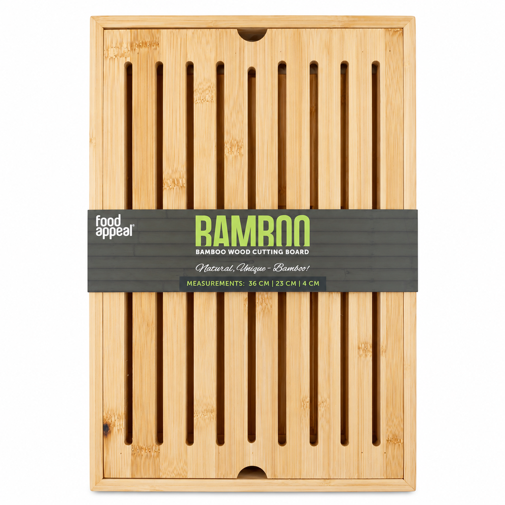 Food Appeal Bamboo Bread Cutting Board with Crumb Collector