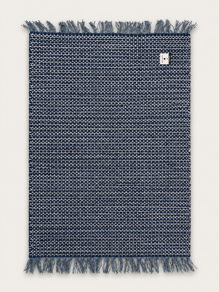 VARDINON Woven Cotton Accent Rug with Tassels 70/100 (Blue)