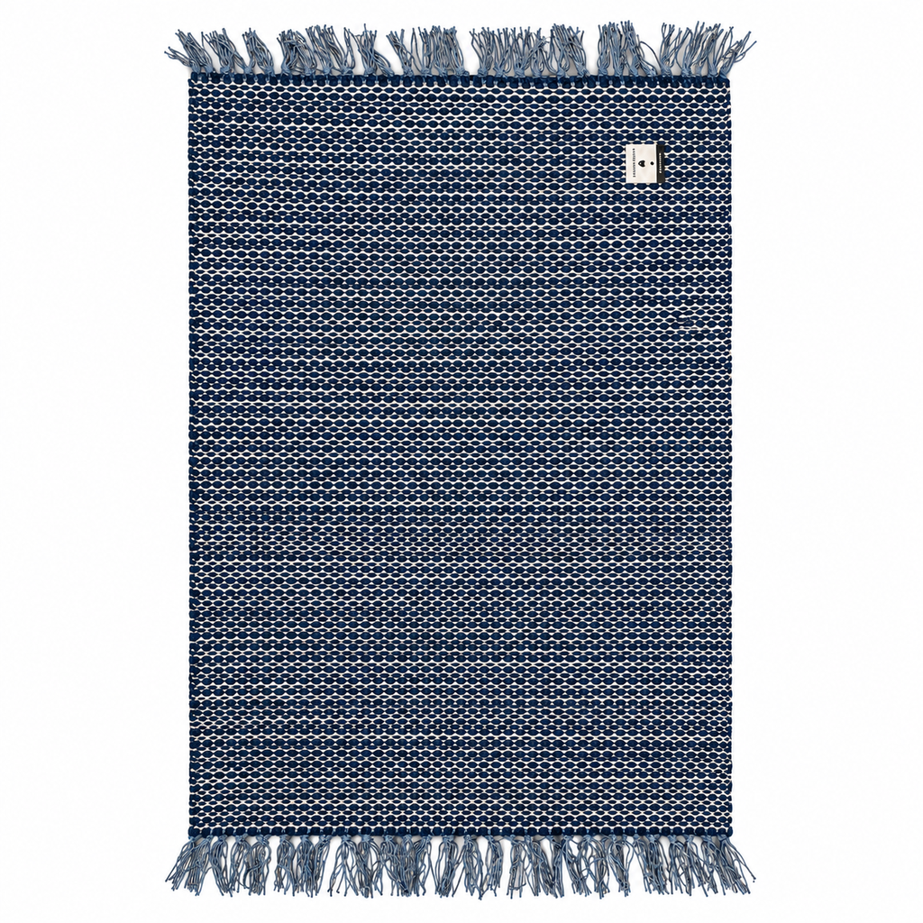 VARDINON Woven Cotton Accent Rug with Tassels 70/100 (Blue)