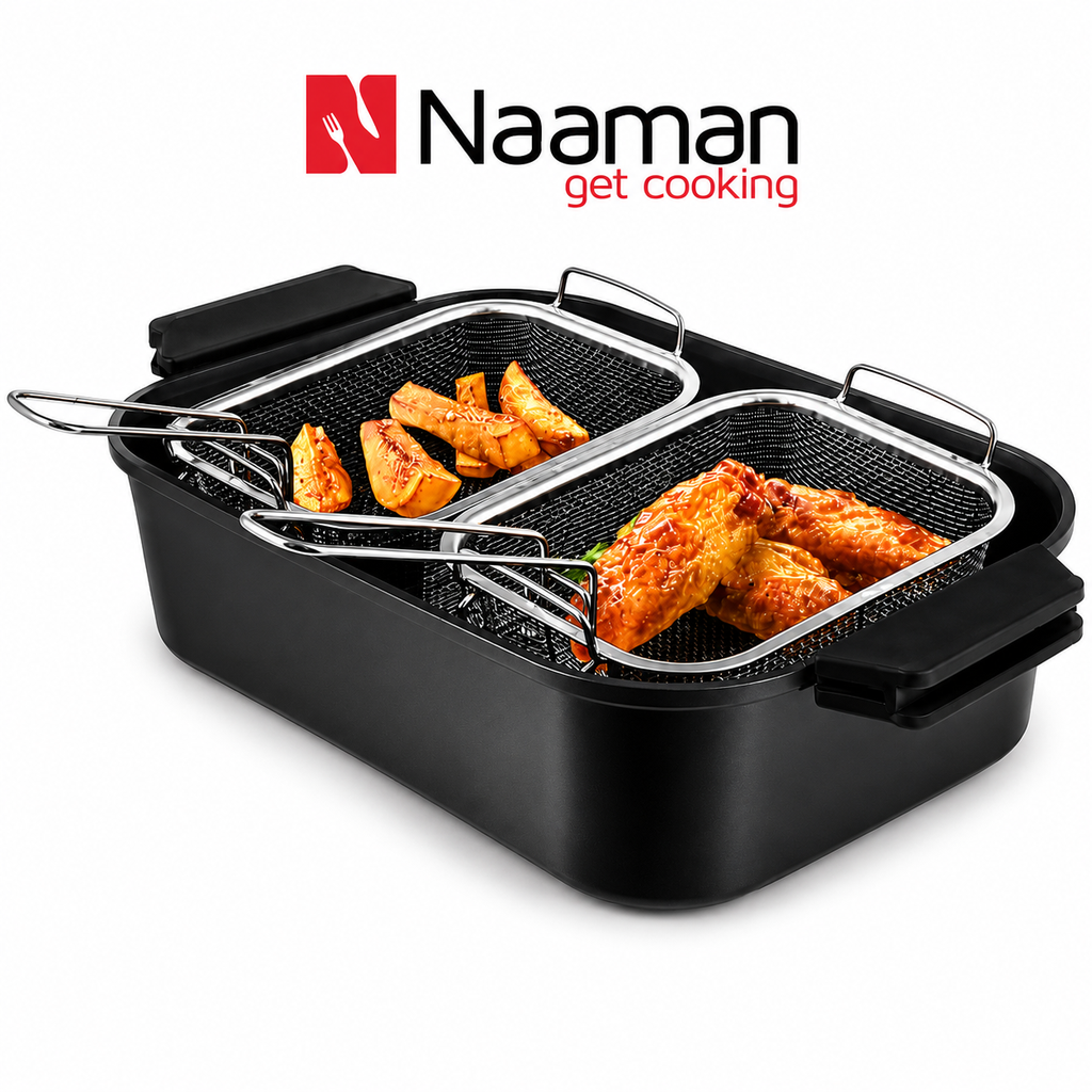 Naaman Multi-Function Roasting & Frying Set with Dual Baskets – 35 cm (7L)