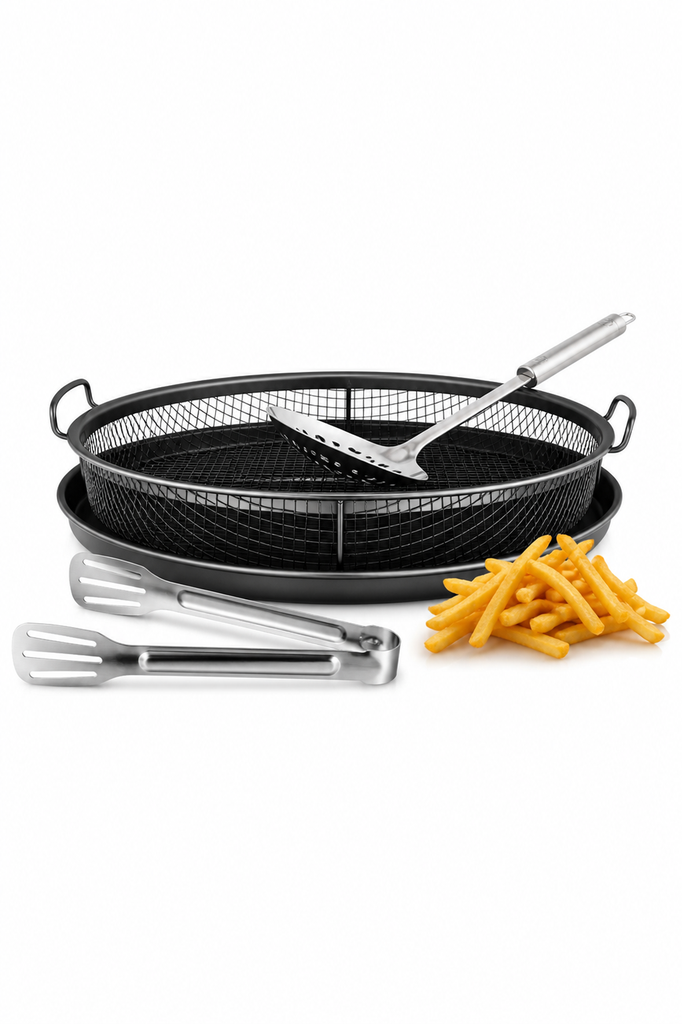 Naaman 3-Piece Non-Stick Grill & Frying Set with Mesh Basket – 30 cm