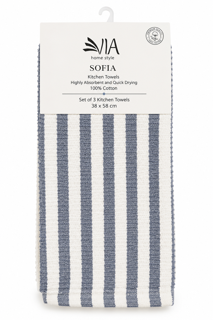 VIA SOFIA Set of 3 Kitchen Towels 38x58