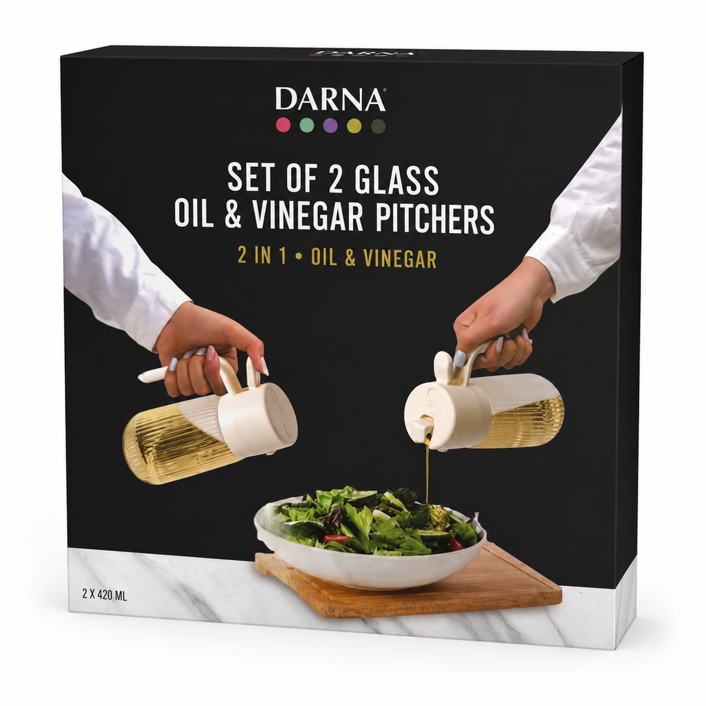 DARNA 2-in-1 Glass Oil & Vinegar Sprayer/Dispenser 2 Pcs Set – 420ml