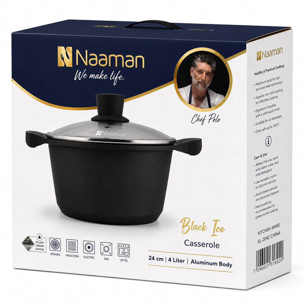 Naaman Black Ice Casserole Pot – 24 cm / 4L