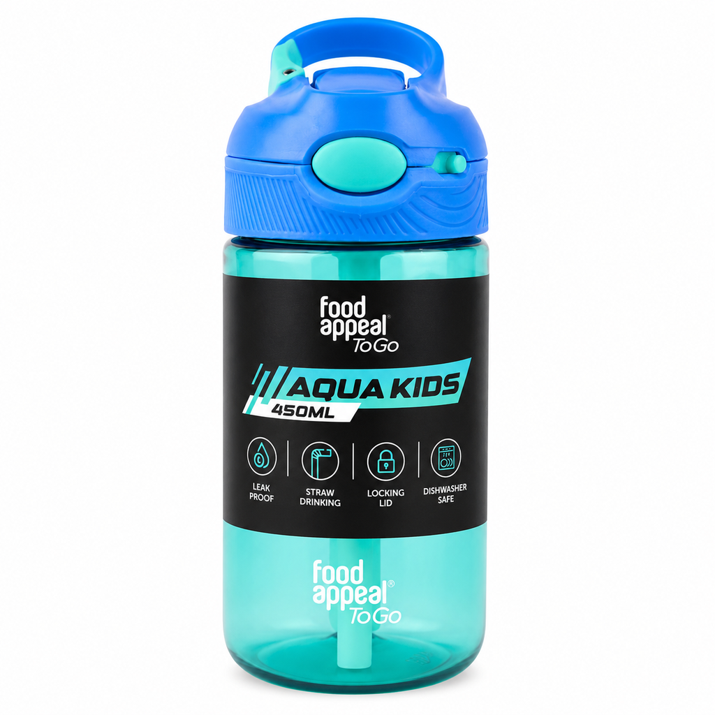 Food Appeal AQUA Kids Tritan Water Bottle with Straw – 450 ml (Blue/Mint)