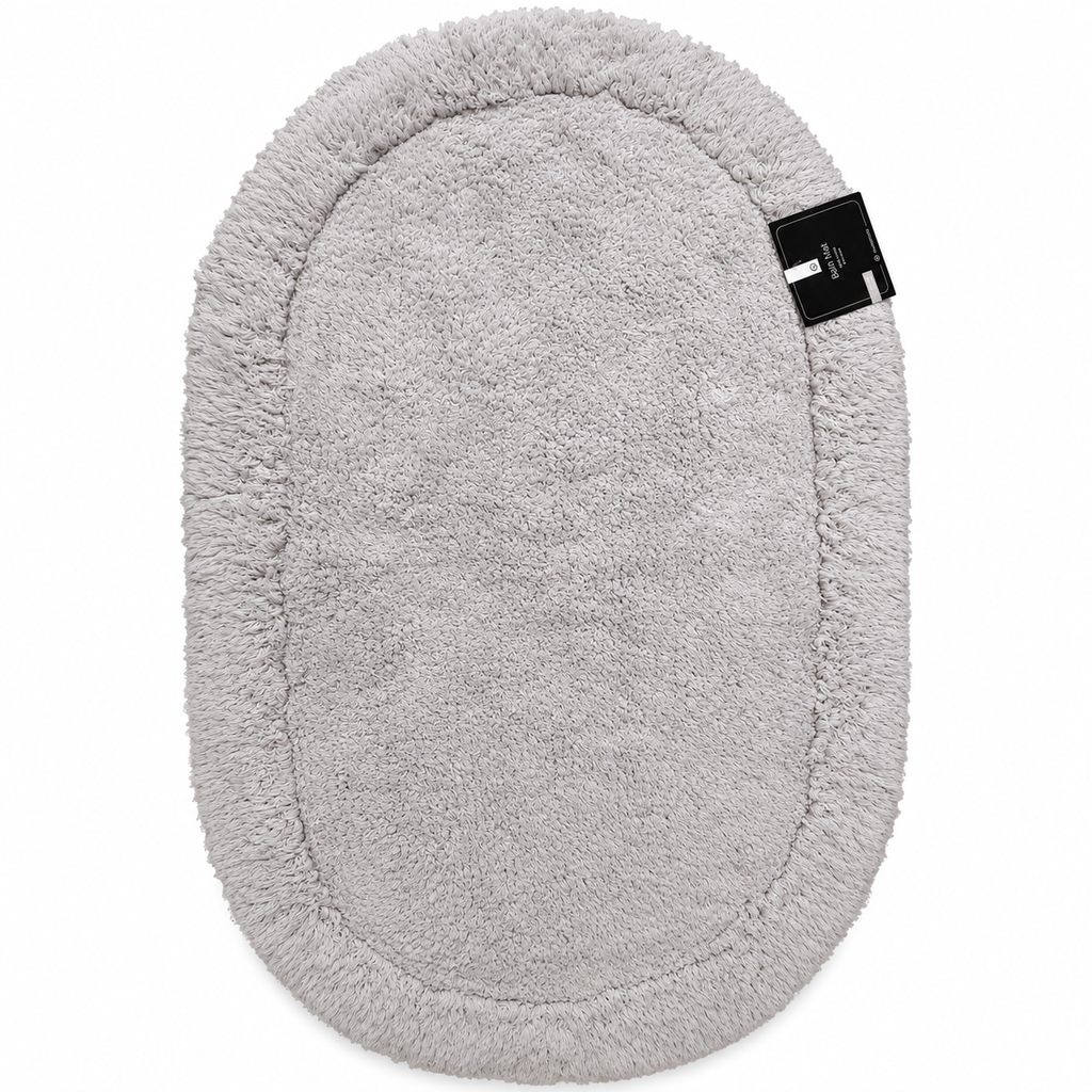 VARDINON 100% Cotton Soft-Touch Bath Mat – 50 × 80 cm | Light Gray