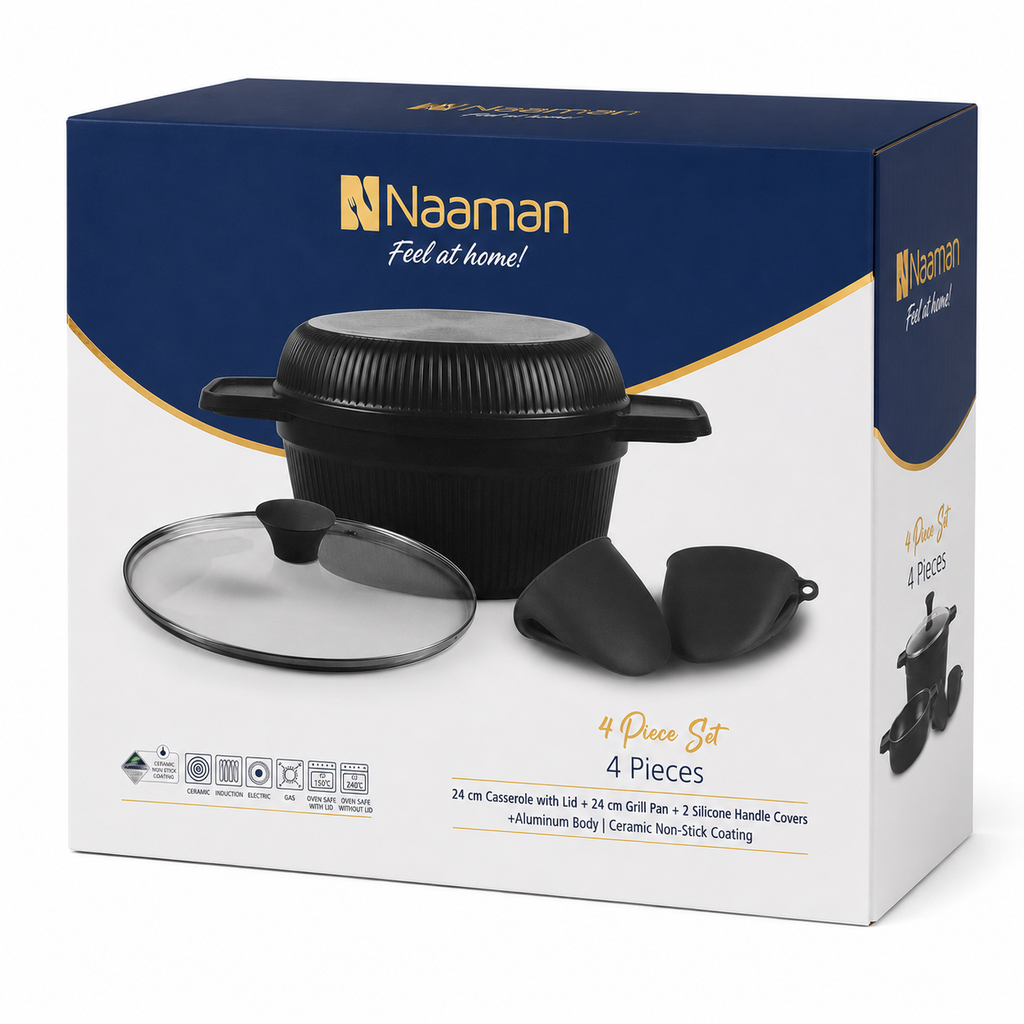 Naaman 4-Piece Ceramic Non-Stick Cookware Set – 24 cm