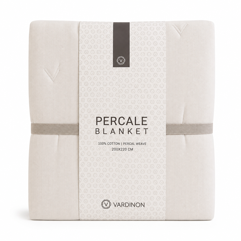 VARDINON Percale Summer Blanket – 100% Cotton (200 × 220 cm) | White
