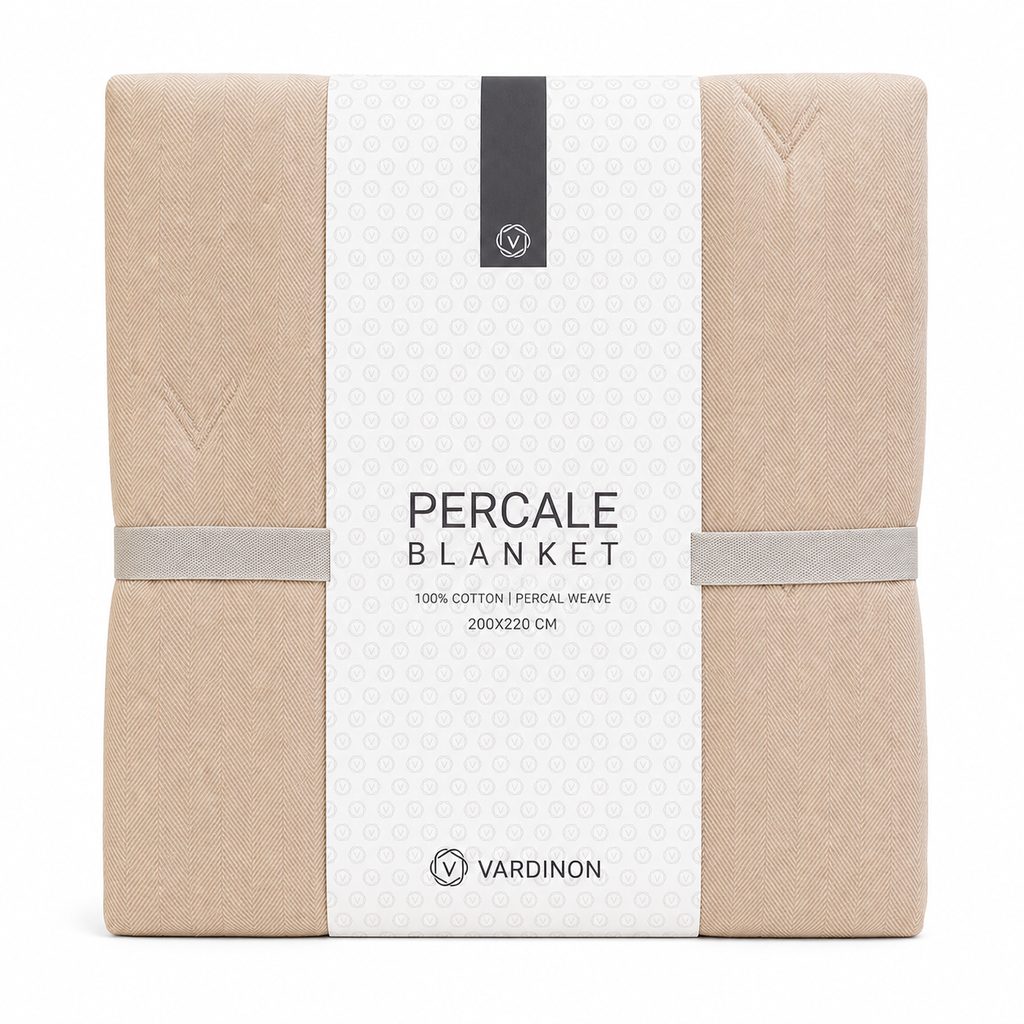 VARDINON Percale Summer Blanket – 100% Cotton (200 × 220 cm) | Beige