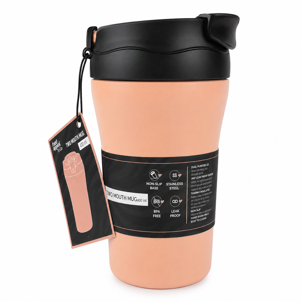 Food Appeal ToGo Two Mouth Mug 400 ml – Peach