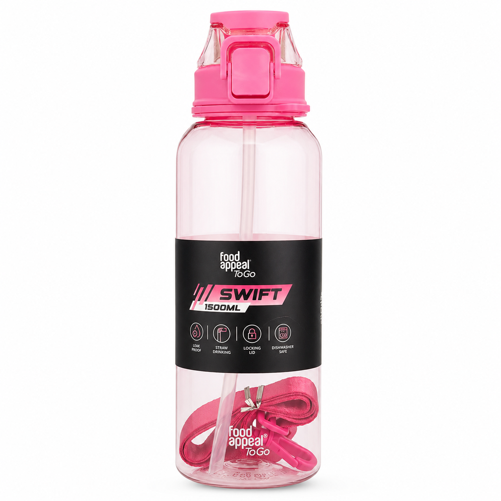 Food Appeal ToGo SWIFT Sports Water Bottle with Straw – 1500ml (Pink)