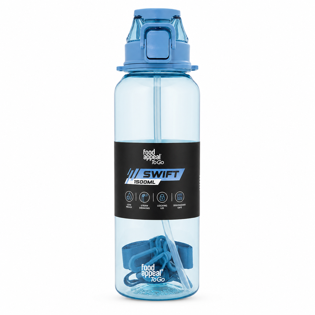 Food Appeal ToGo SWIFT Sports Water Bottle with Straw – 1500ml (Blue)