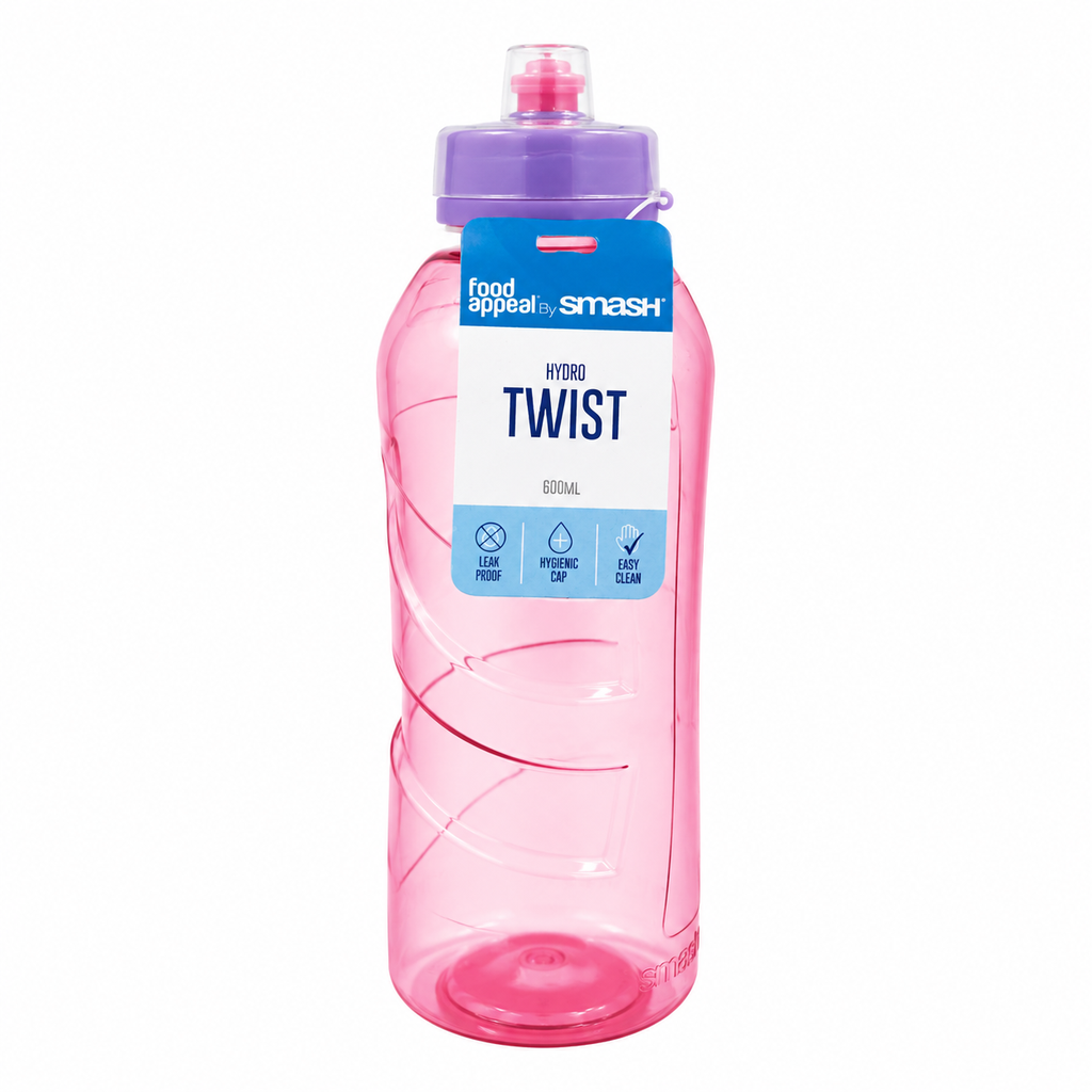 Food Appeal by Smash – Hydro Twist Water Bottle (600 ml) Pink