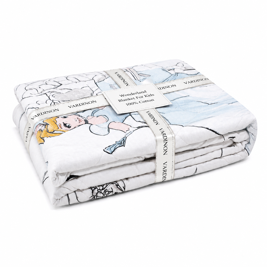 VARDINON Wonderland Summer Blanket for Kids (100% Cotton) – Cinderella Edition | 150x200 cm