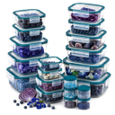 Food Appeal GLASS CLOC Glass Food Storage Containers with Snap Locking Lids 20 Pcs | Turquoise