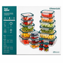 Food Appeal GLASS CLOC Glass Food Storage Containers with Snap Locking Lids 20 Pcs | Turquoise