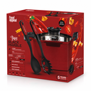 Food Appeal Pasta Black Marble Pasta Casserole 24 cm with Pasta Spoon & Serving Spoon | Red