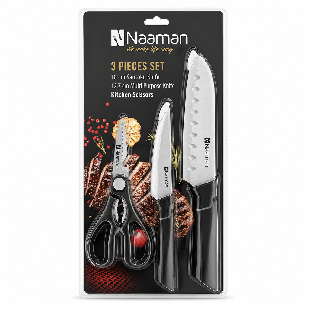 Naaman 3-Piece Knifes & Kitchen Scissors Set