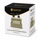Naaman Ceramic Dual Soap & Dishwashing Dispenser with Sponge Holder – 410 ml Each