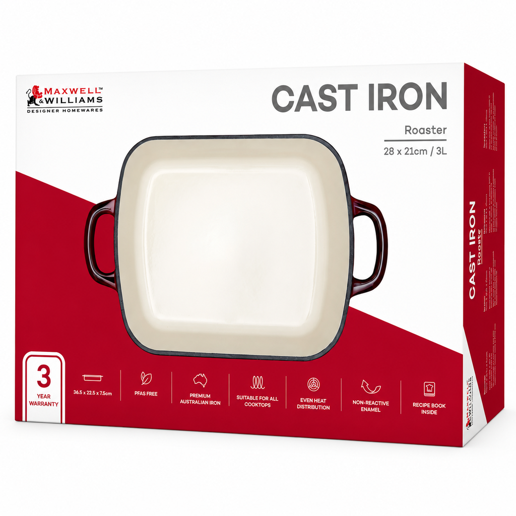 Maxwell & Williams Cast Iron Roaster – 28 × 21 cm | 3L