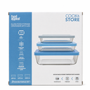 Food Appeal Cook & Store Glass Containers With Lids - 3 pcs Set | Blue