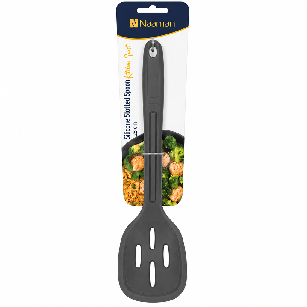 Naaman Kitchen Twist Silicone Slotted Spoon - 28 cm
