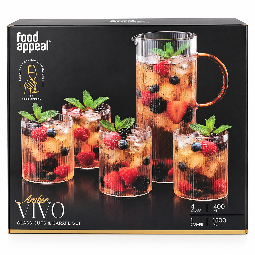 Food Appeal Amber VIVO Glass Cups & Carafe Set - Orange