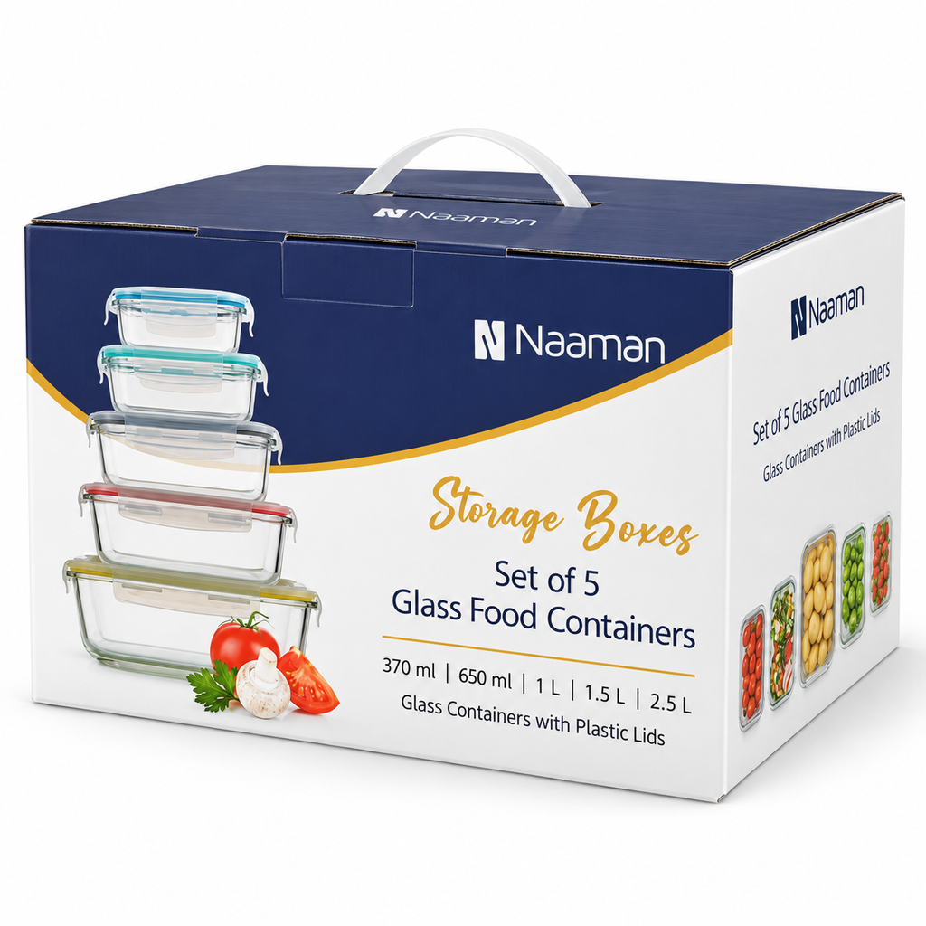Naaman Glass Food Storage Containers Set – 5 Pieces