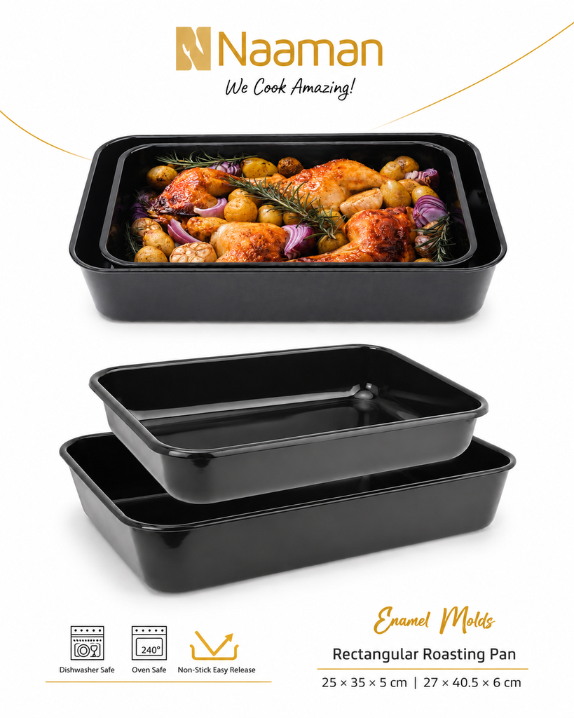 [X HOME] Naaman Enamel Molds Carbon Steel Roasting Pan Set 25*35/27*40.5
