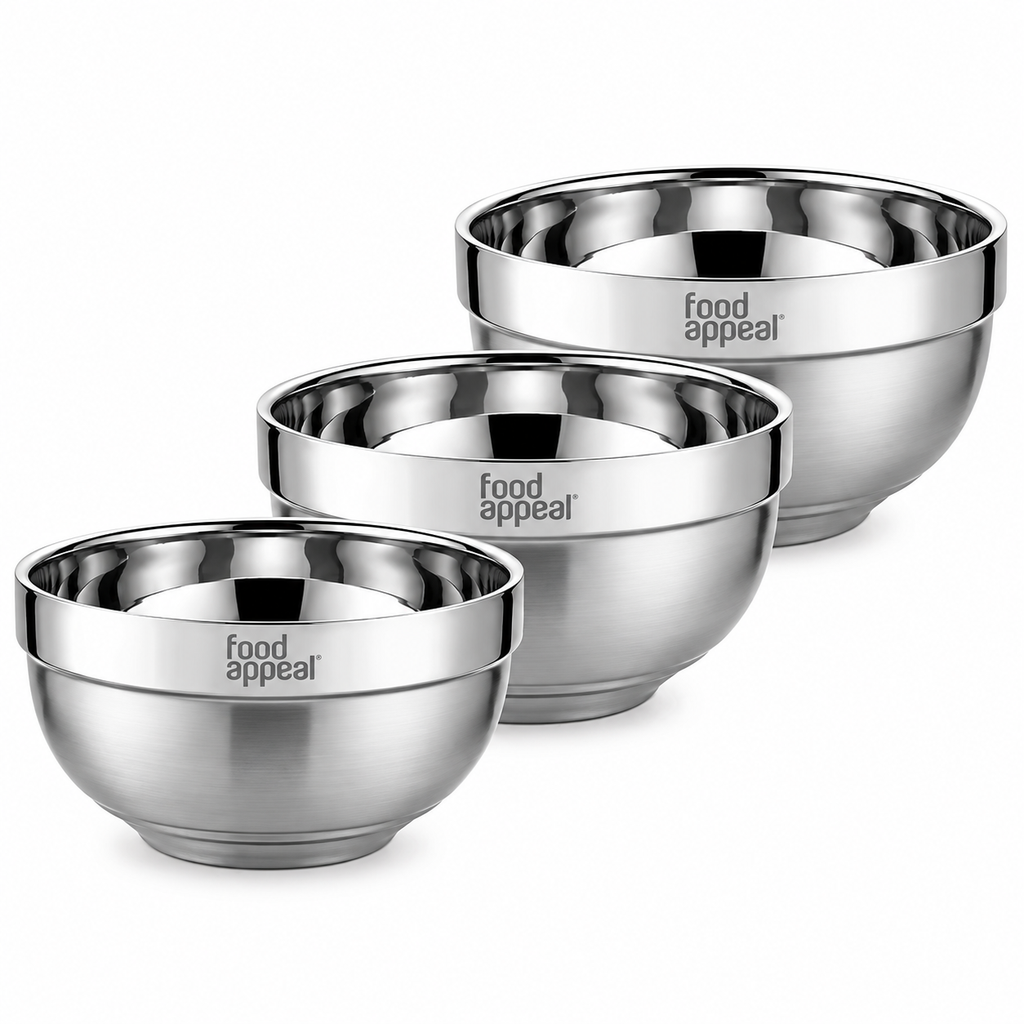 Food Appeal Signature 3-Piece Stainless Steel Bowl Set | 16/18/20 cm
