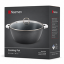 Naaman Marble Non-Stick Cooking Pot with Glass Lid & Silicone Handle Sleeves – 40 cm | 18.5 L
