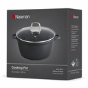 Naaman Marble Non-Stick Cooking Pot with Glass Lid & Silicone Handle Sleeves – 40 cm / 18.5 L